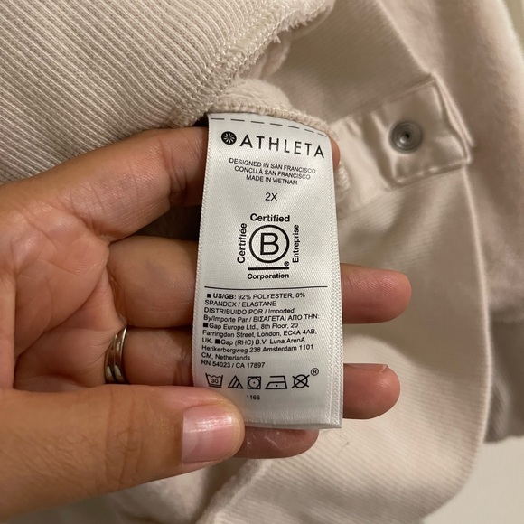 Women’s Athleta Recover Cozy Snap Front Sweatshirt Cream Plus Size 2X - Picture 10 of 11